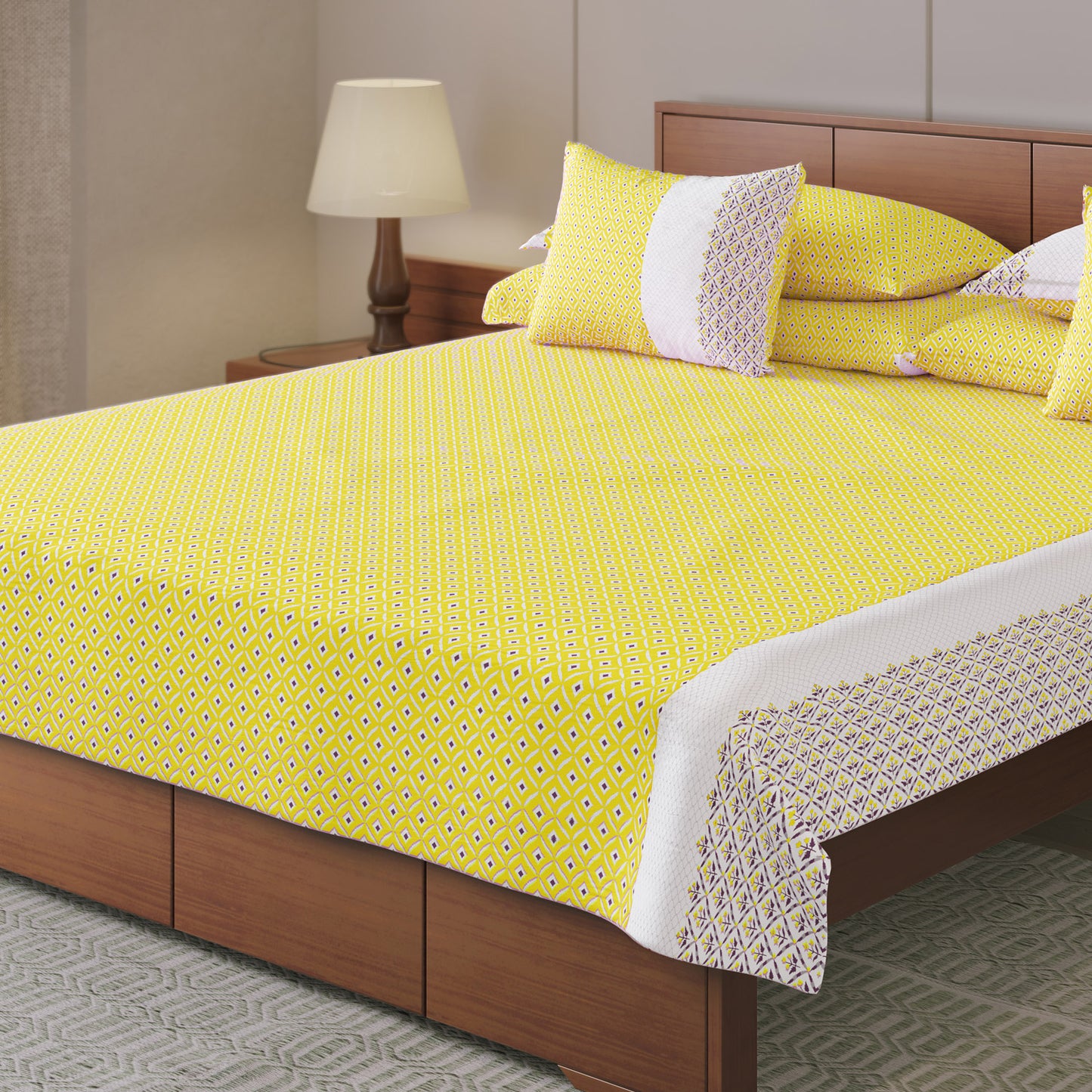 Bed Sheet-(Yellow Barfi)