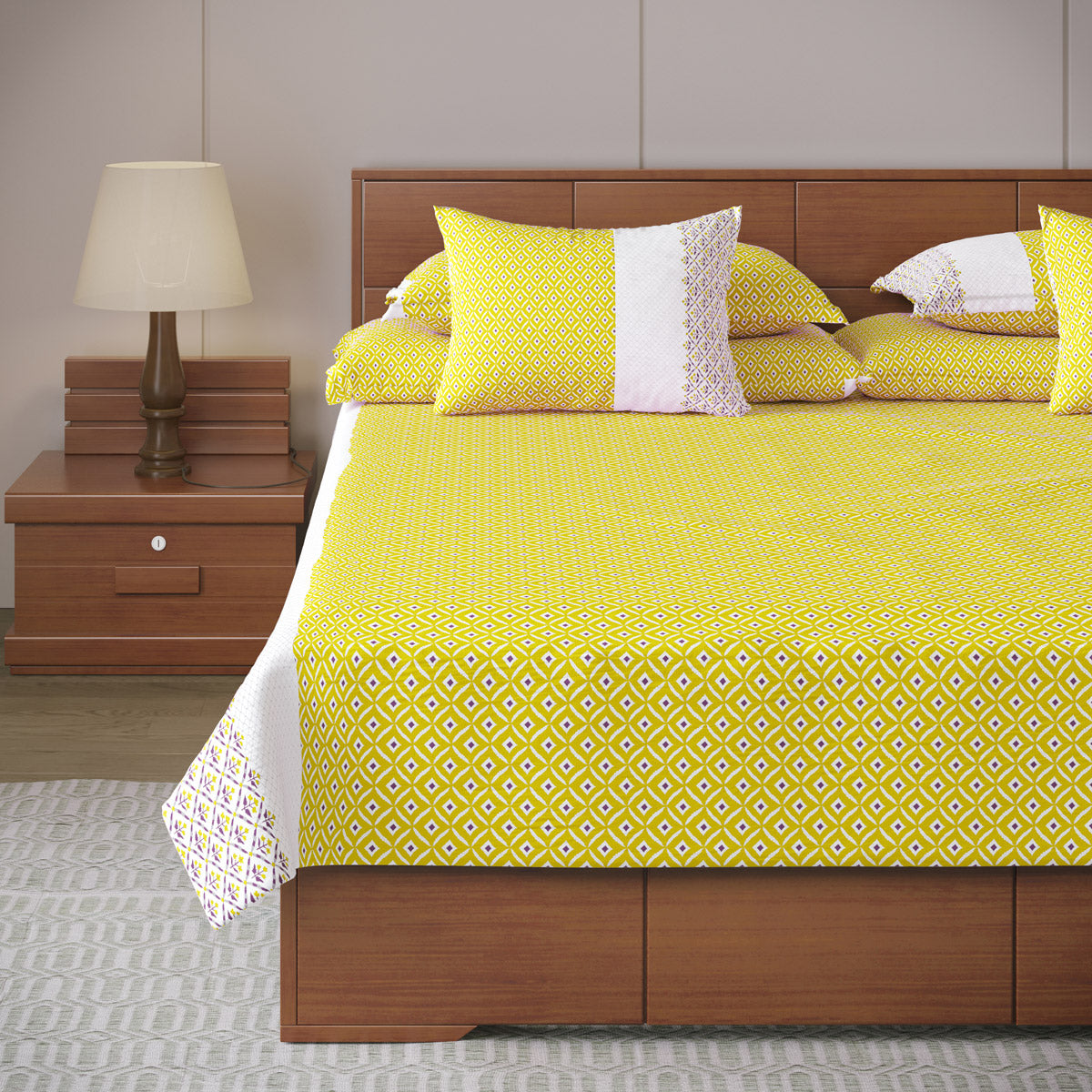 Bed Sheet-(Yellow Barfi)